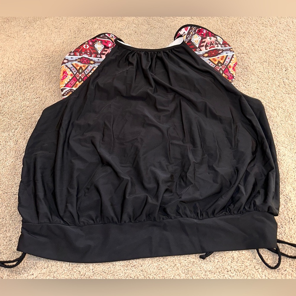 Swim Top one Piece looks like 2 piece bra/bikini  with top over. Size 20W